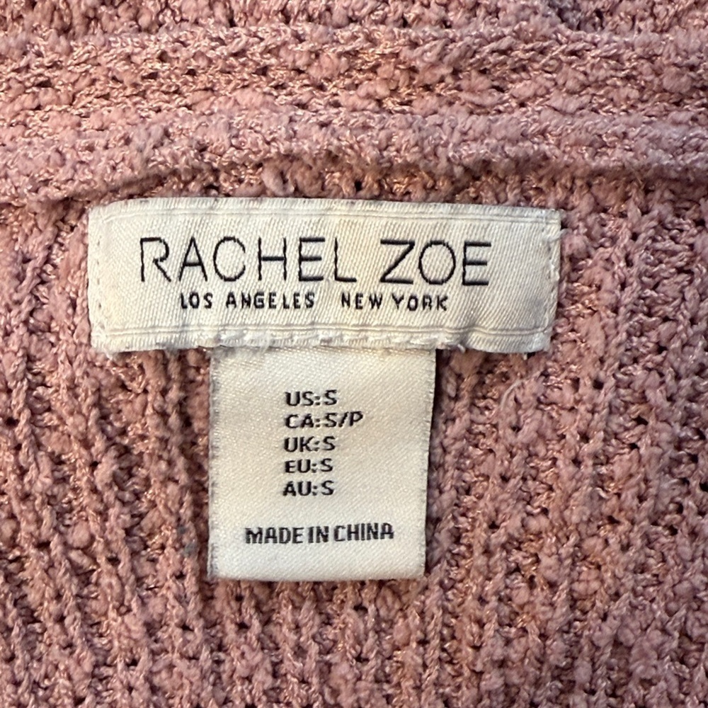 Rachel Zoe Open Cardigan Sweater Pink Long Sleeve Pockets Duster Women’s Small - Picture 6 of 7